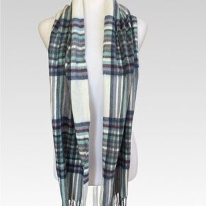 Plaid Scarf in Blue and Cream MADE IN ITALY